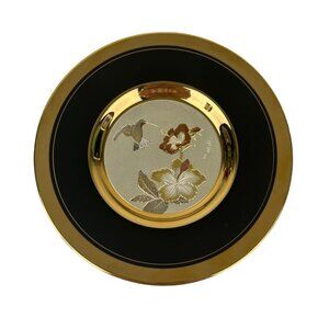 Chokin Dynasty Gallery Hummingbird Gold and Black Decorative Plate Oriental Home